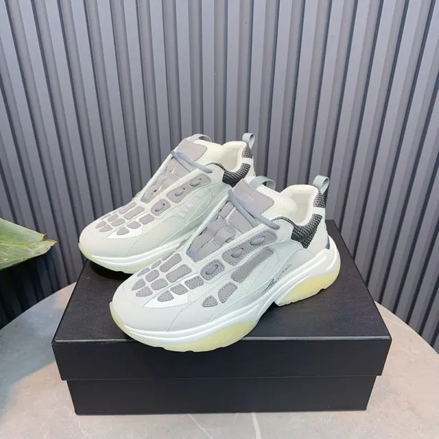 Amiri Skel Top Gris claro y Amarillo pálido Zapatillas chunky 9