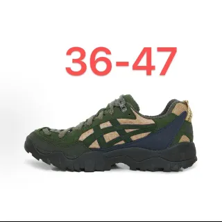 ASICS 军绿色 海军蓝 徒步灵感 分层网面麂皮 生活方式运动鞋