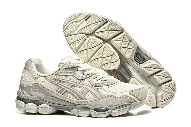 ASICS 米灰色 分层合成笼式网面 厚底鞋 4