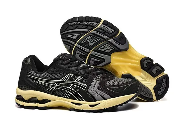 ASICS 黑色米色 网布-合成鞋面 奶油色中底 跑步鞋 5