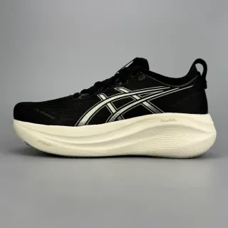 ASICS 黑色白色 工程网布鞋面 雕塑波浪图案 中底 跑鞋