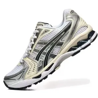 ASICS Gel-Kayano 米色银色 结构稳定性鞋 网布和合成覆盖层上层 跑鞋