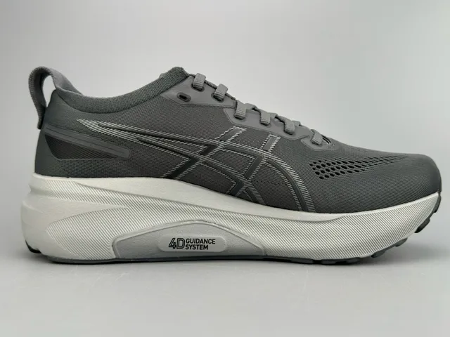 ASICS Gel-Kayano Gray White Engineered Mesh Upper Structured Synthetic Overlays Running Shoes 9