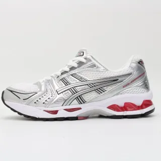 ASICS Gel-Kayano सफेद चांदी लाल दौड़ने के जूते