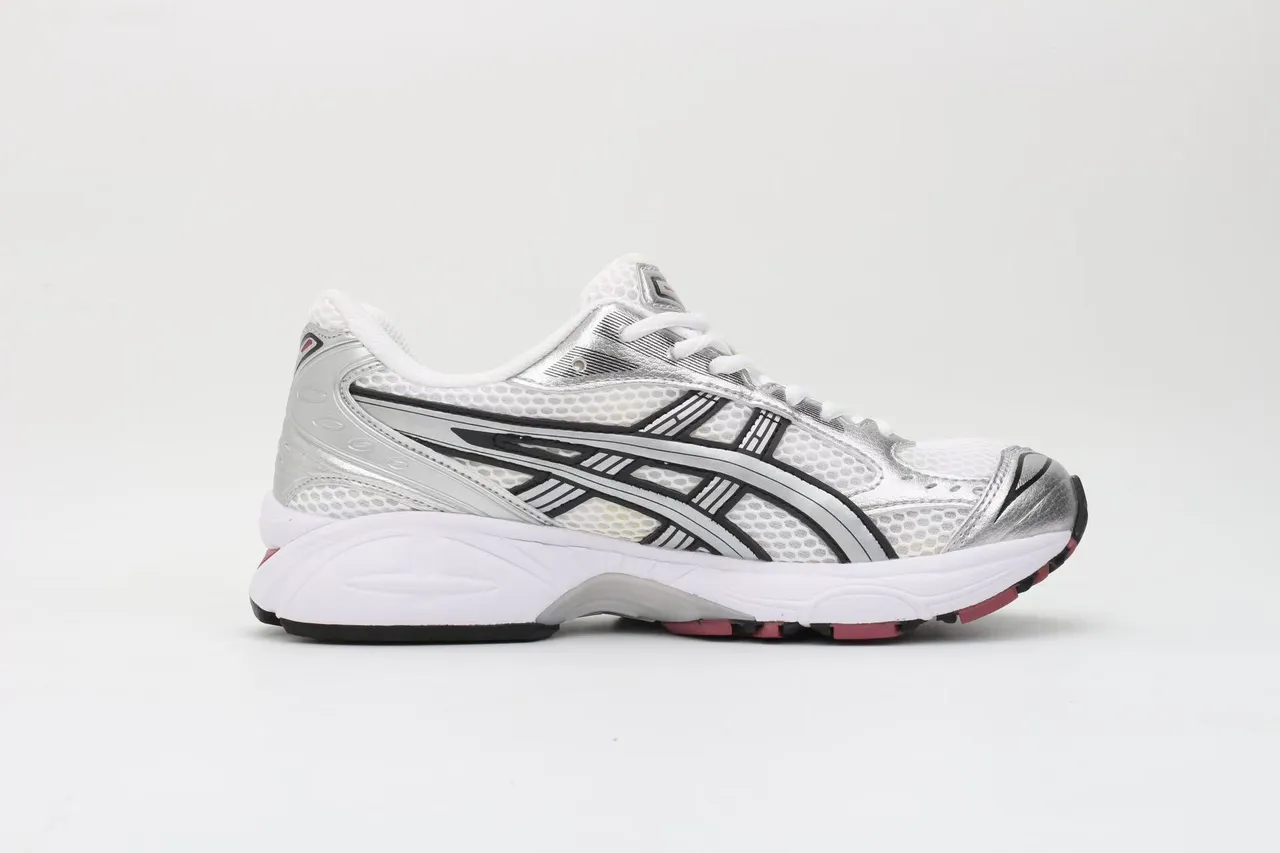 ASICS Gel-Kayano White Silver Red Running Shoes 6