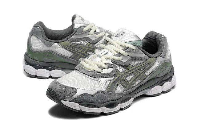 ASICS Gris Vert Stratifiés Synthétiques Superpositions Embout Malla Chaussures de Course 3