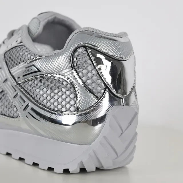 ASICS Silver White Metallic Reflective Overlays Breathable Mesh Upper Lifestyle Sneakers 4