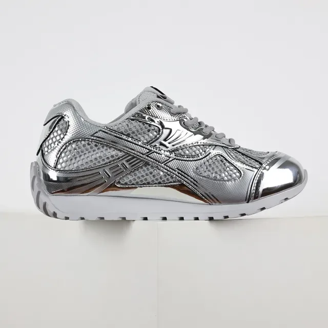ASICS Silver White Metallic Reflective Overlays Breathable Mesh Upper Lifestyle Sneakers 7