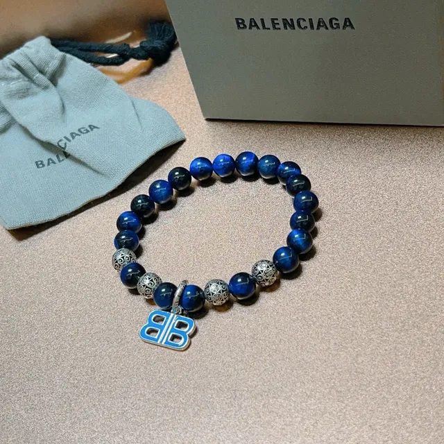 Balenciaga BB Beads Blue and Silver Enamel Charm Bracelet 2