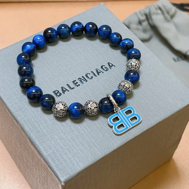 Balenciaga BB Beads Blue and Silver Enamel Charm Bracelet 6