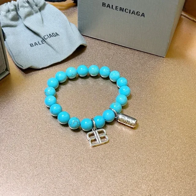 Balenciaga BB Beads pulsera de turquesa y tono plateado 3
