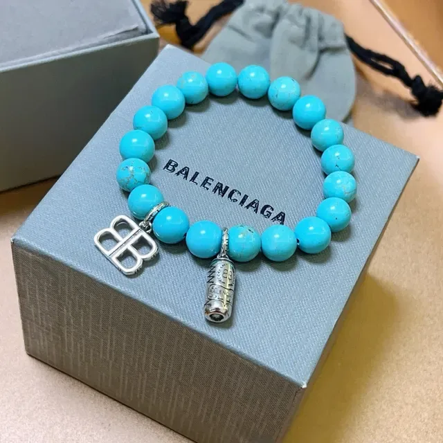 Balenciaga BB Beads pulsera de turquesa y tono plateado 4