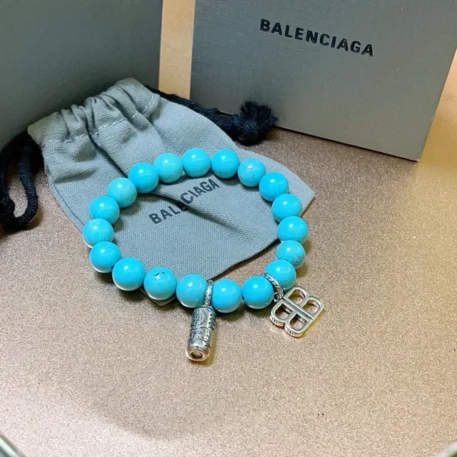 Balenciaga BB Beads pulsera de turquesa y tono plateado 6