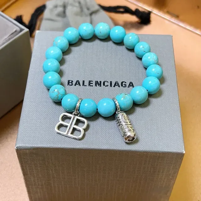 Balenciaga BB Beads pulsera de turquesa y tono plateado 7