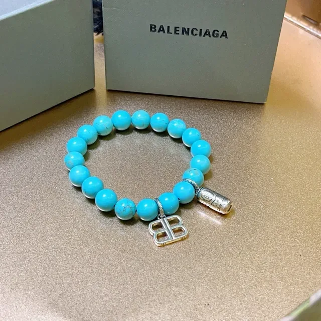 Balenciaga BB Beads pulsera de turquesa y tono plateado 9