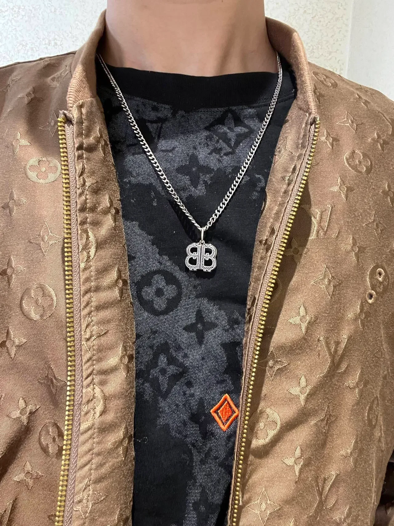 Balenciaga BB Interlocking Logo Collier Chaîne Argent 2