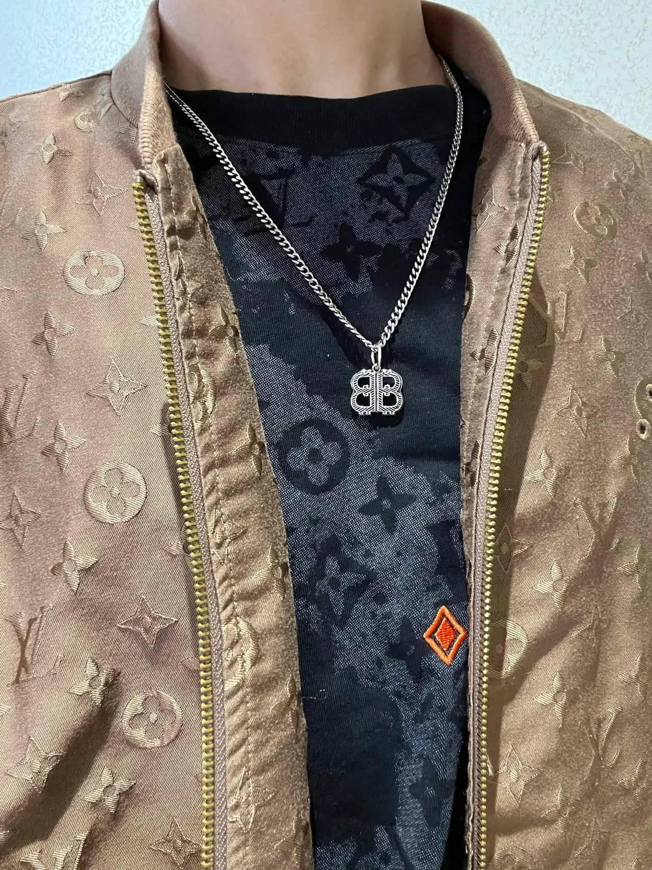 Balenciaga BB Interlocking Logo Collier Chaîne Argent 5