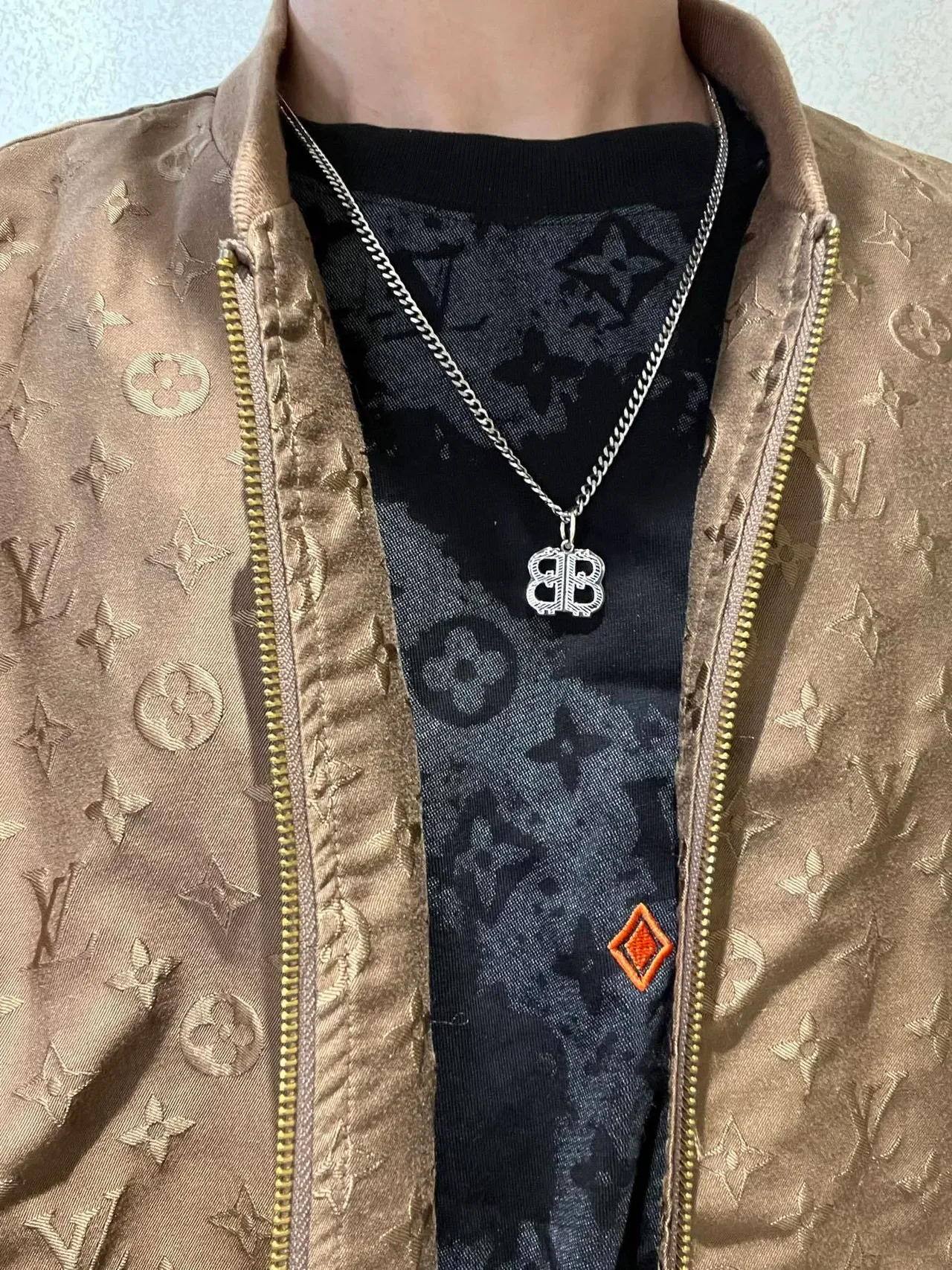 Balenciaga BB Interlocking Logo Collier Chaîne Argent 7