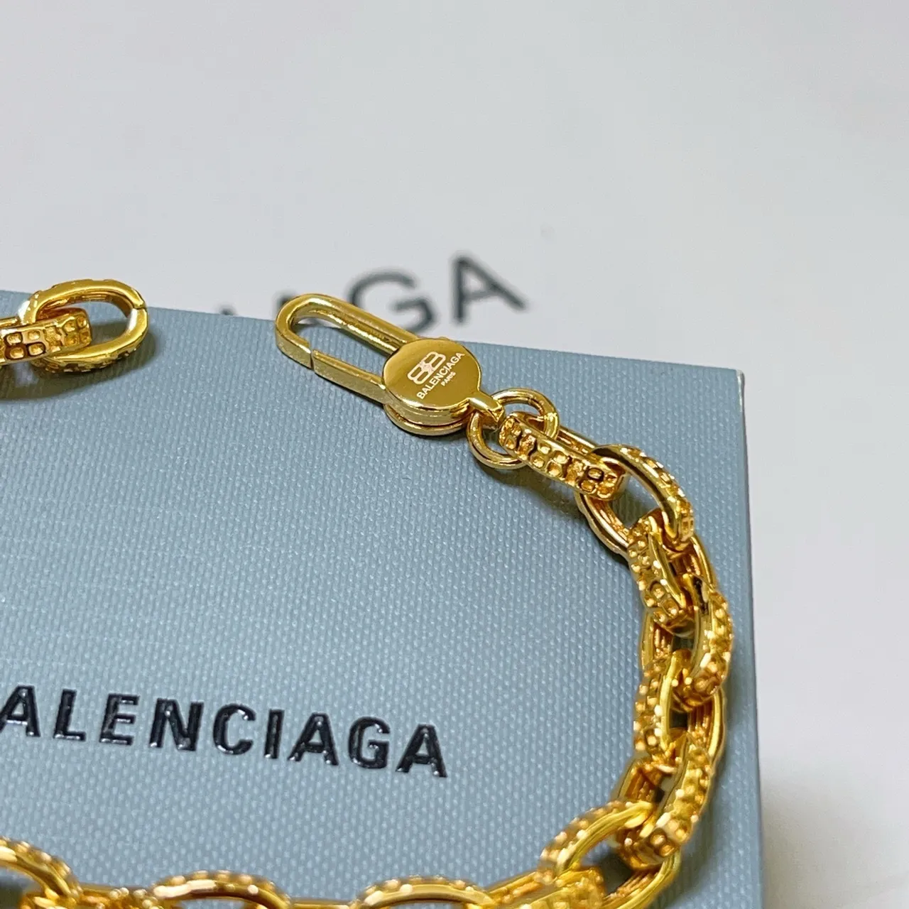 Balenciaga BB Logo 金黑 厚实 Curb-Link Chain Textured Surfaces 手链 3