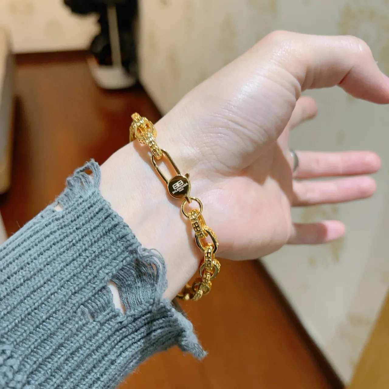 Balenciaga Pulsera Chunky Oval-Link Dorado 7