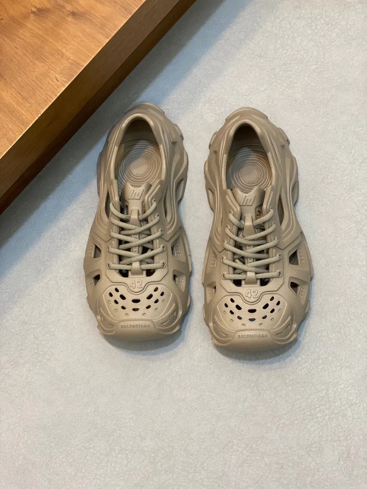Balenciaga Defender Beige Monolithic Cutout Chunky Sneakers 2