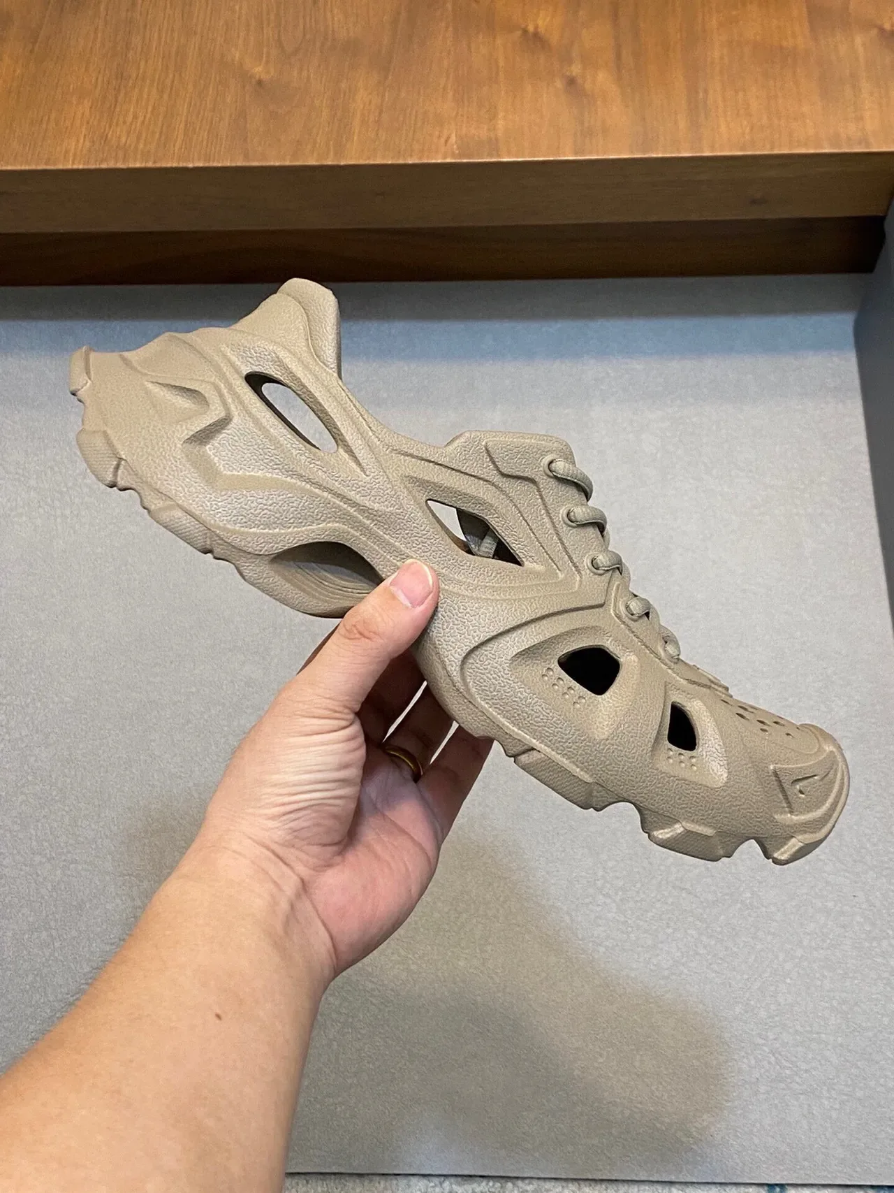 Balenciaga Defender Beige Monolithic Cutout Chunky Sneakers 4