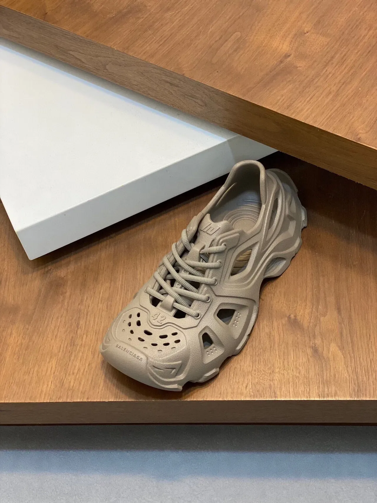 Balenciaga Defender Beige Monolithic Cutout Chunky Sneakers 6