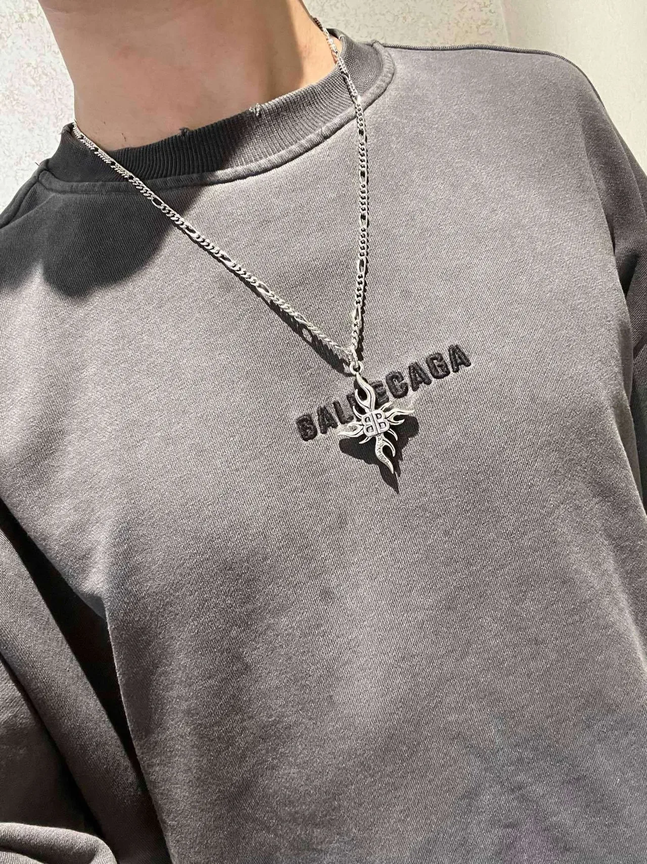 Collier Balenciaga Flame BB Chaîne Argent 5