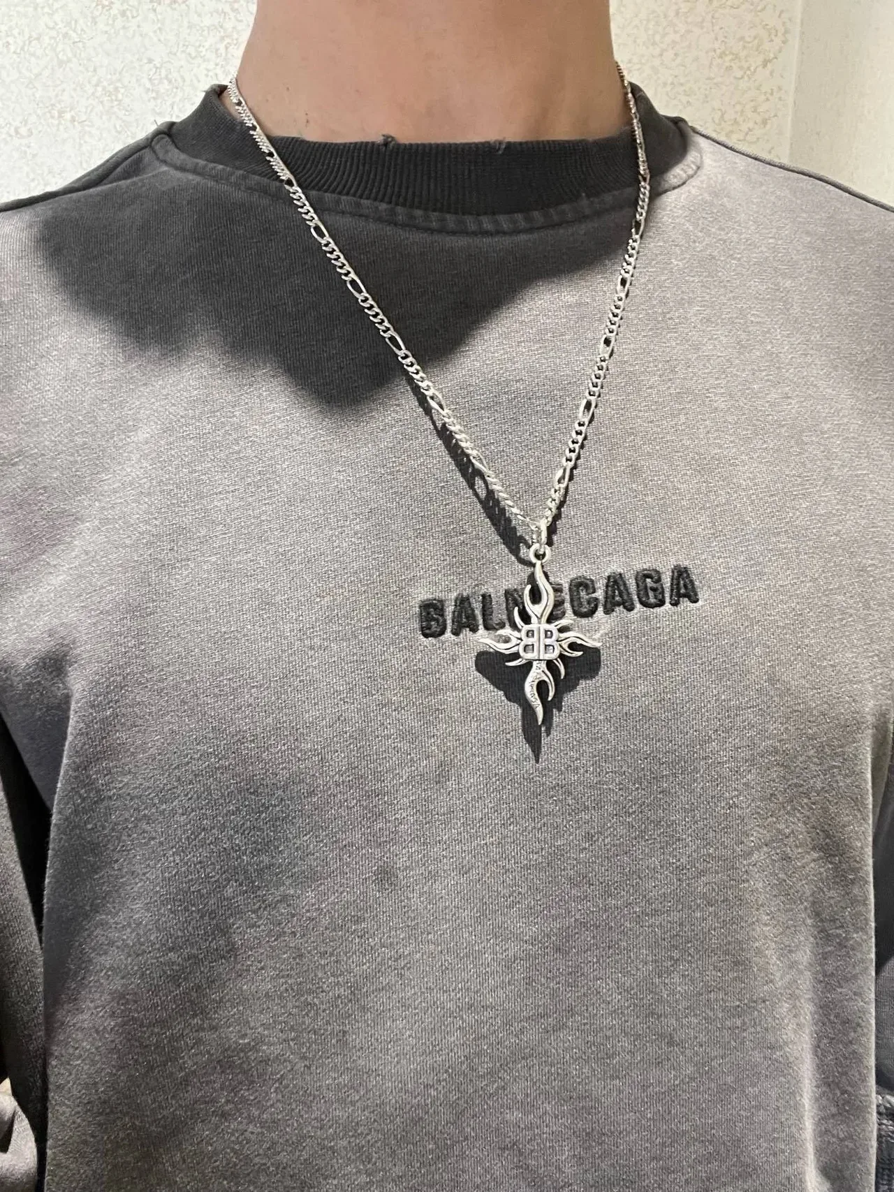 Collier Balenciaga Flame BB Chaîne Argent 8