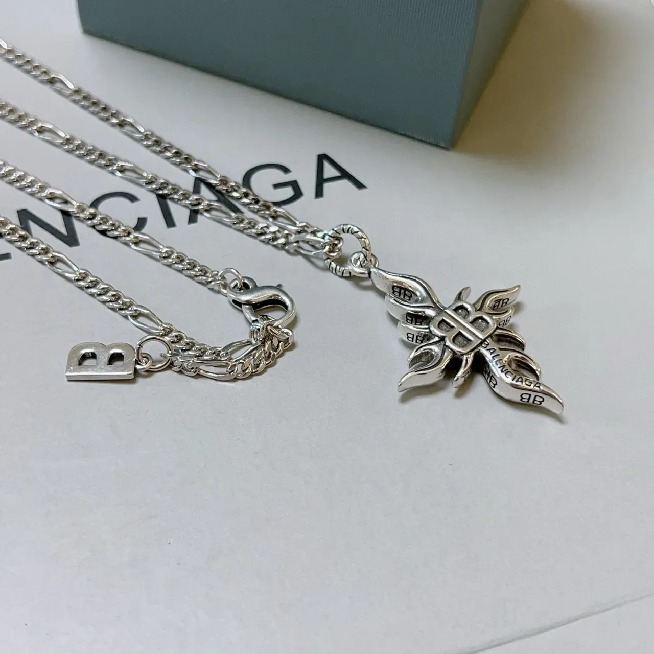 Collier Balenciaga Flame BB Chaîne Argent 9