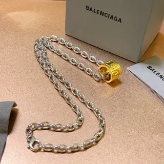 Balenciaga Colgante Cilindro Dorado Cadena Plata Collar