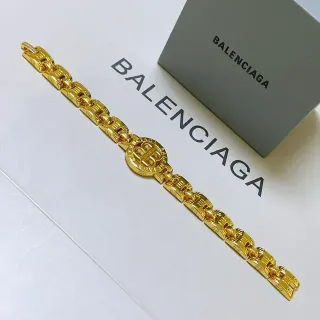 Balenciaga Logo Corrente Ouro Grossa Medalhão Centro Pulseira