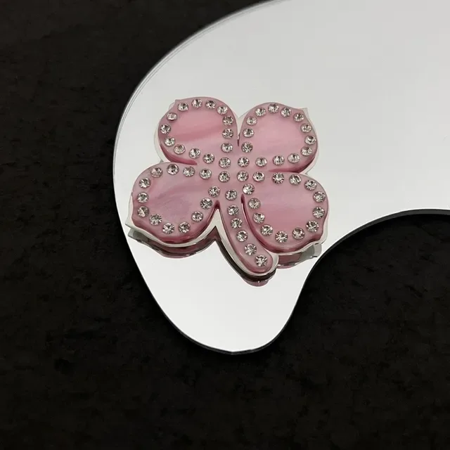 Balenciaga Broche Rose Argent Quatre Pétales Floral Cristalisée 4