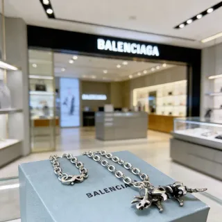 Balenciaga 银蓝色重链雕塑动物吊坠项链