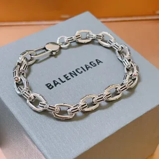 Balenciaga Pulseira Corrente Grossa com Links Prata Metal Polido