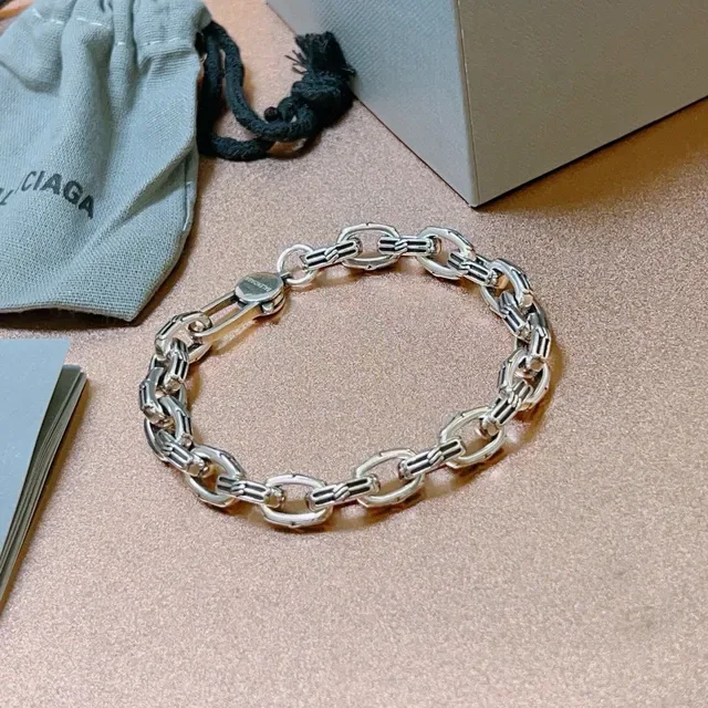 Balenciaga Silver Chunky Link Chain Polished Metal Bracelet 2