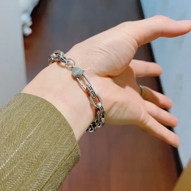 Balenciaga Silver Chunky Link Chain Polished Metal Bracelet 7
