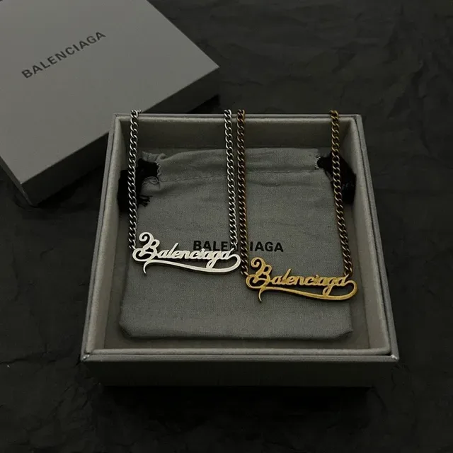 Balenciaga Collier Argent Script Cursif Chaîne Curb Fine 5