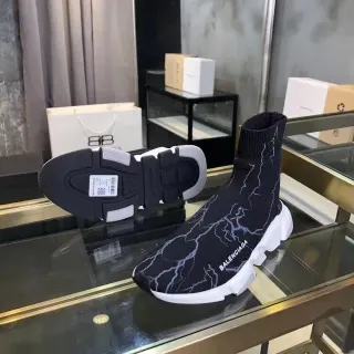 Balenciaga Speed Trainer Black Lightning Bolt Print Lifestyle Sneakers