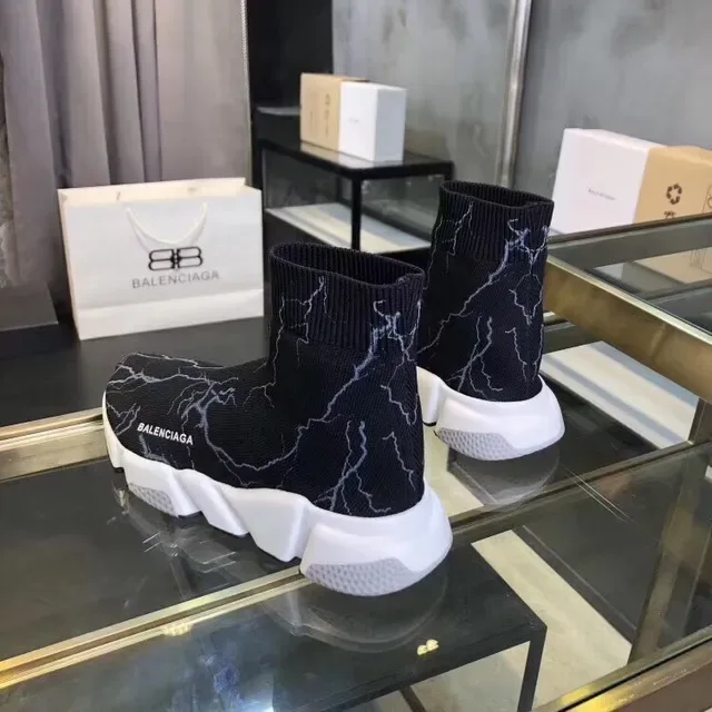 Balenciaga Speed Trainer Zapatillas Lifestyle impresión de rayo relámpago negro 2
