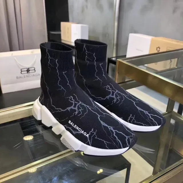 Balenciaga Speed Trainer Zapatillas Lifestyle impresión de rayo relámpago negro 4
