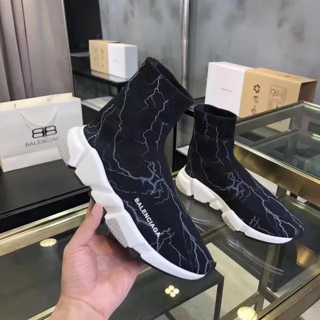 Balenciaga Speed Trainer Zapatillas Lifestyle impresión de rayo relámpago negro 5