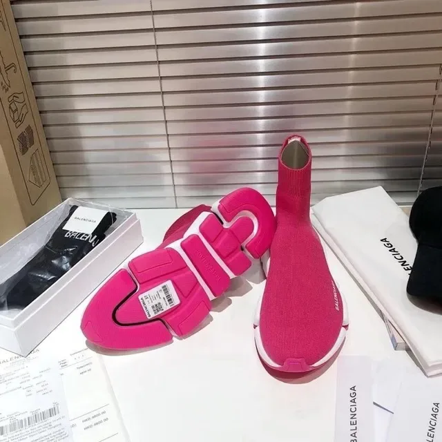 Balenciaga Speed Trainer Tênis Lifestyle Rosa e Branco 4