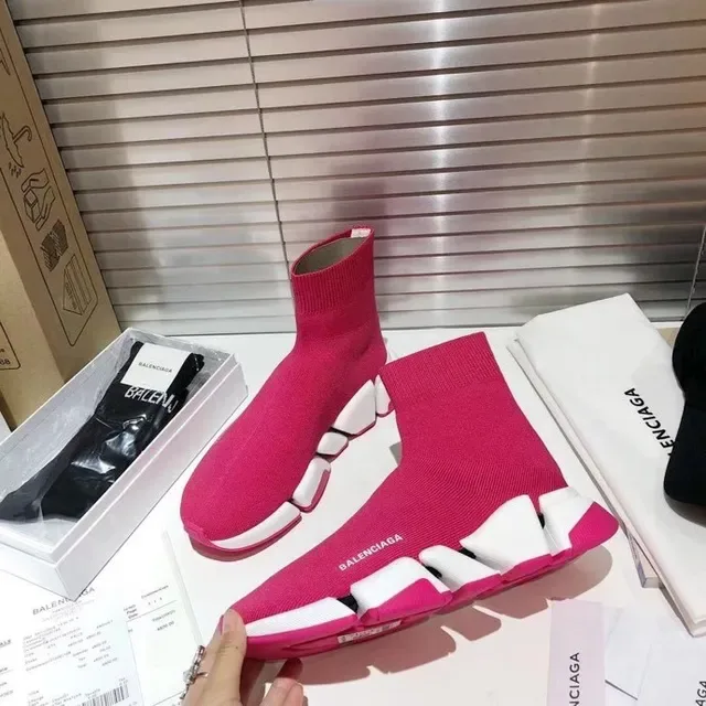 Balenciaga Speed Trainer Tênis Lifestyle Rosa e Branco 7