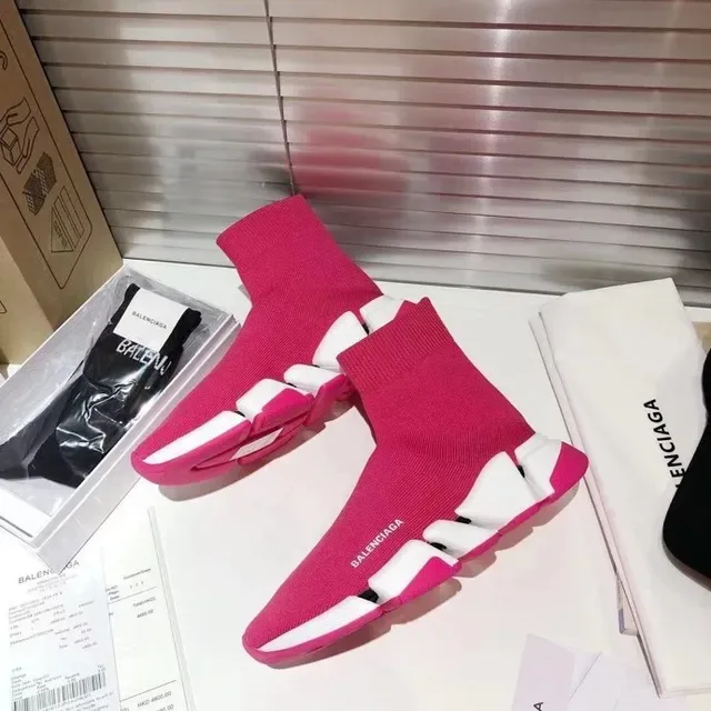 Balenciaga Speed Trainer Tênis Lifestyle Rosa e Branco 8
