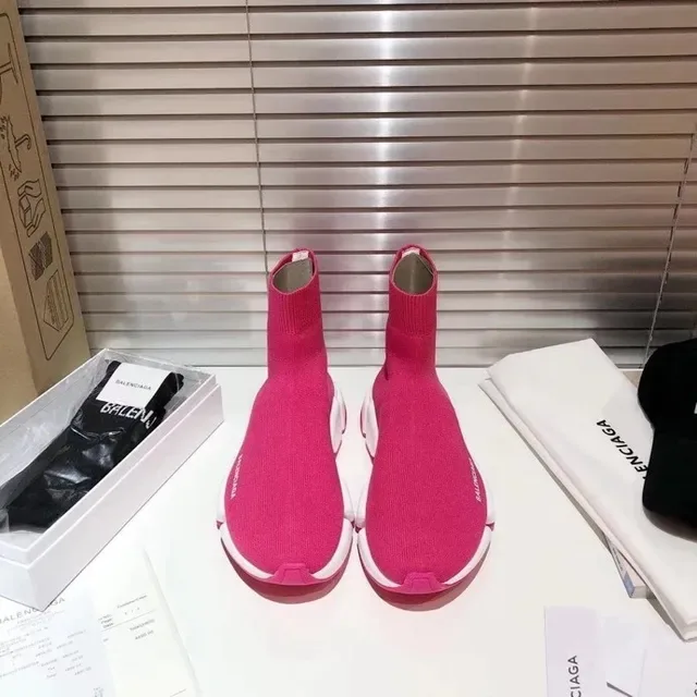 Balenciaga Speed Trainer Tênis Lifestyle Rosa e Branco 9