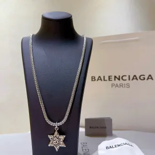 Balenciaga 星形吊坠 银黑编织曲边链项链