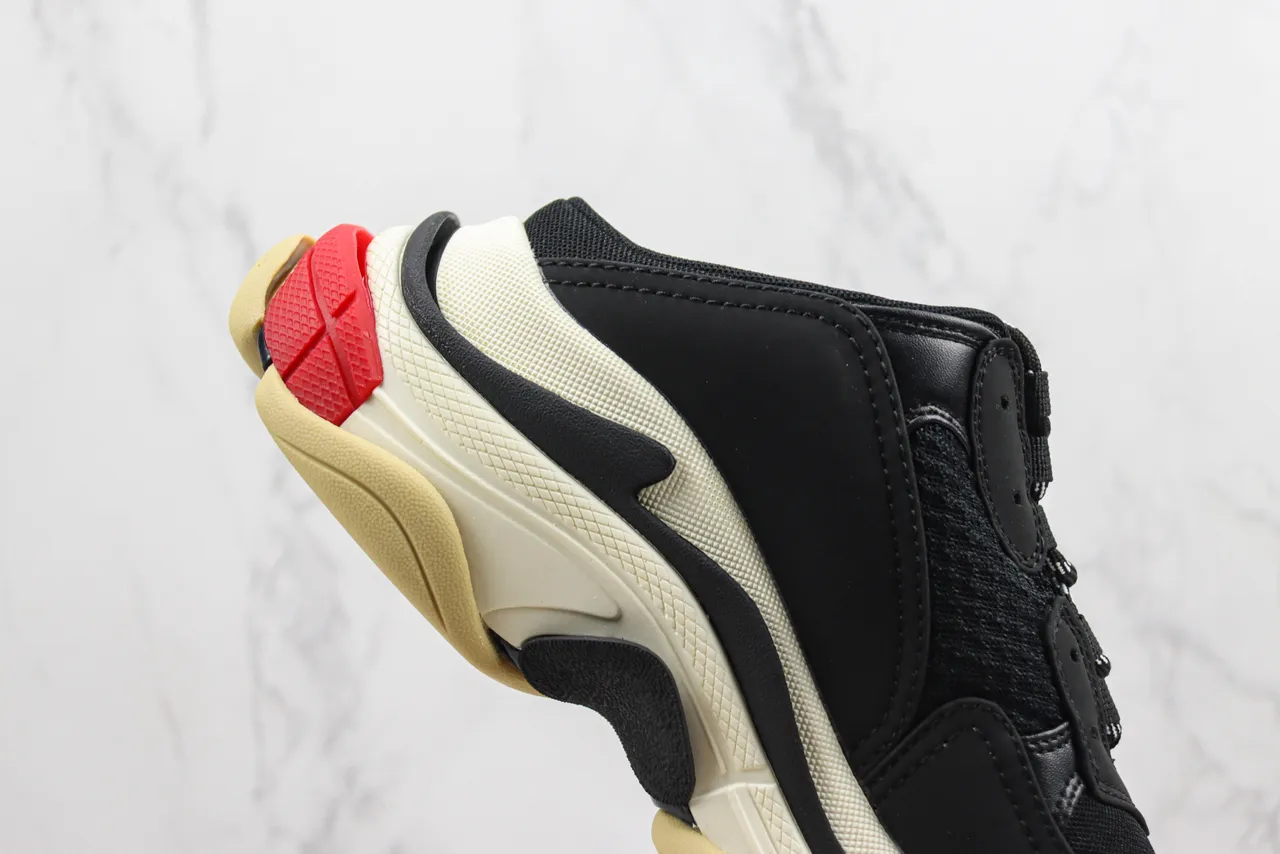 Balenciaga Track Trainer أسود كريم أحمر حذاء رياضي سميك 5