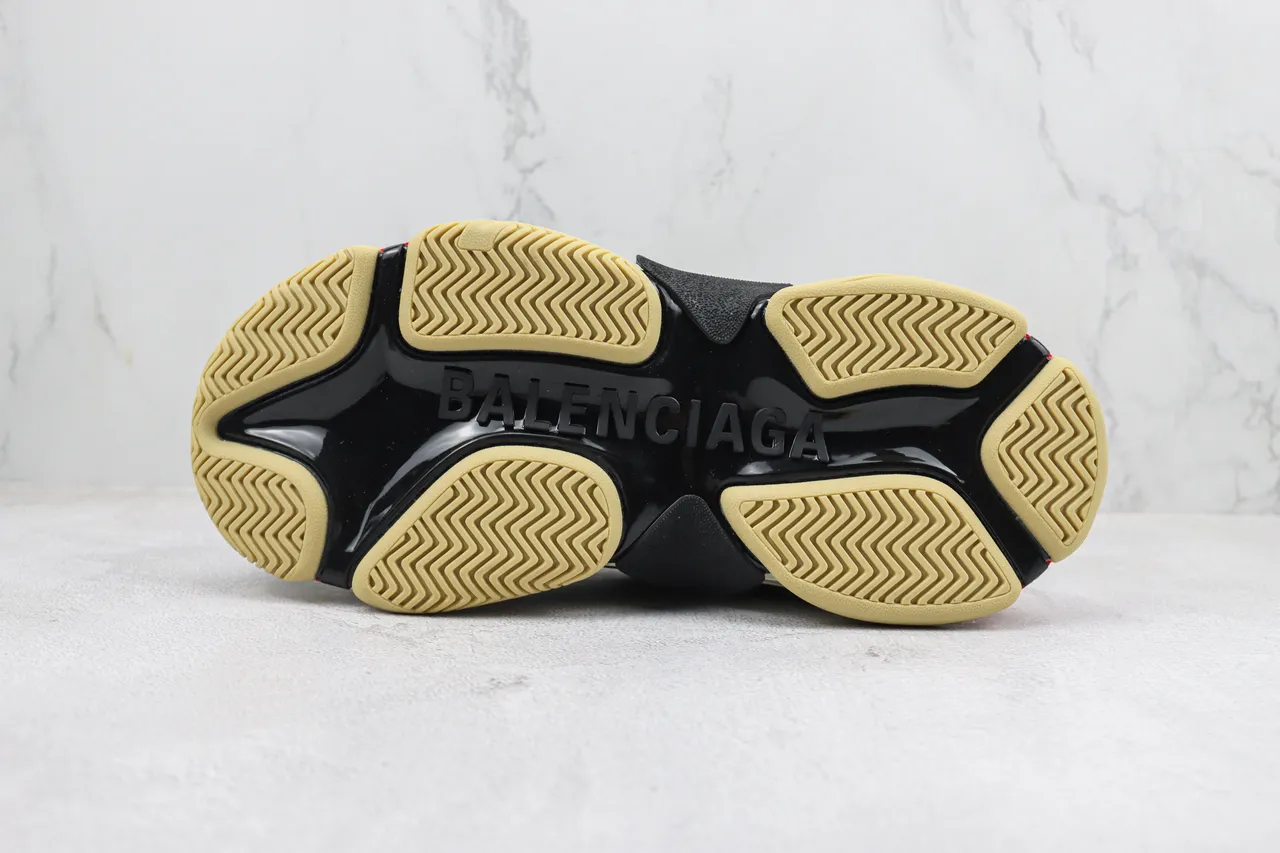Balenciaga Track Trainer أسود كريم أحمر حذاء رياضي سميك 8