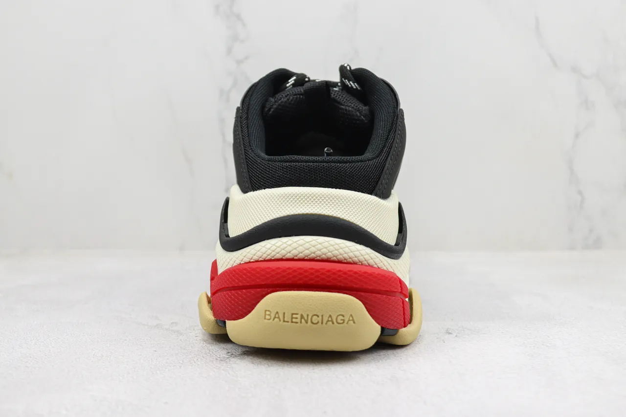 Balenciaga Track Trainer أسود كريم أحمر حذاء رياضي سميك 9